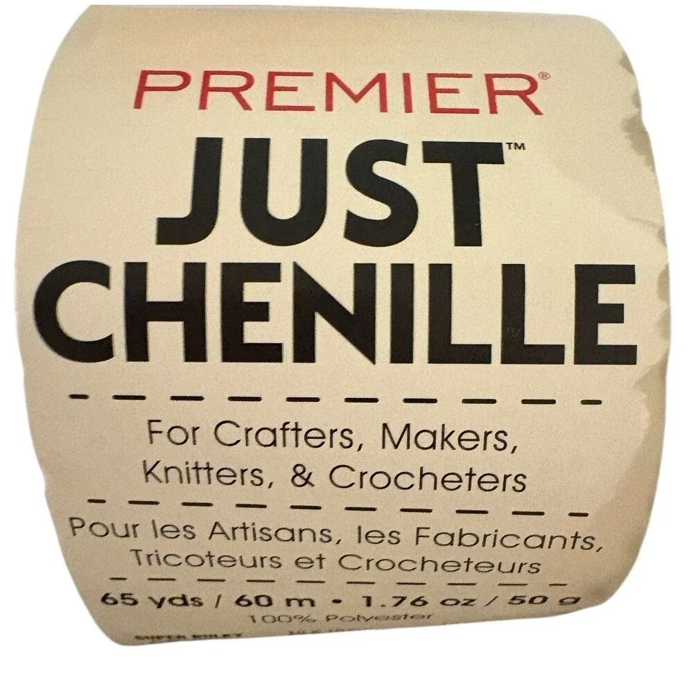 Premier Just Chenille Yarn White 65 Yds 1.76 Oz Super Bulky 2 Skeins Lot 2531